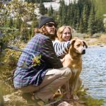 Couple and Dog at Lake